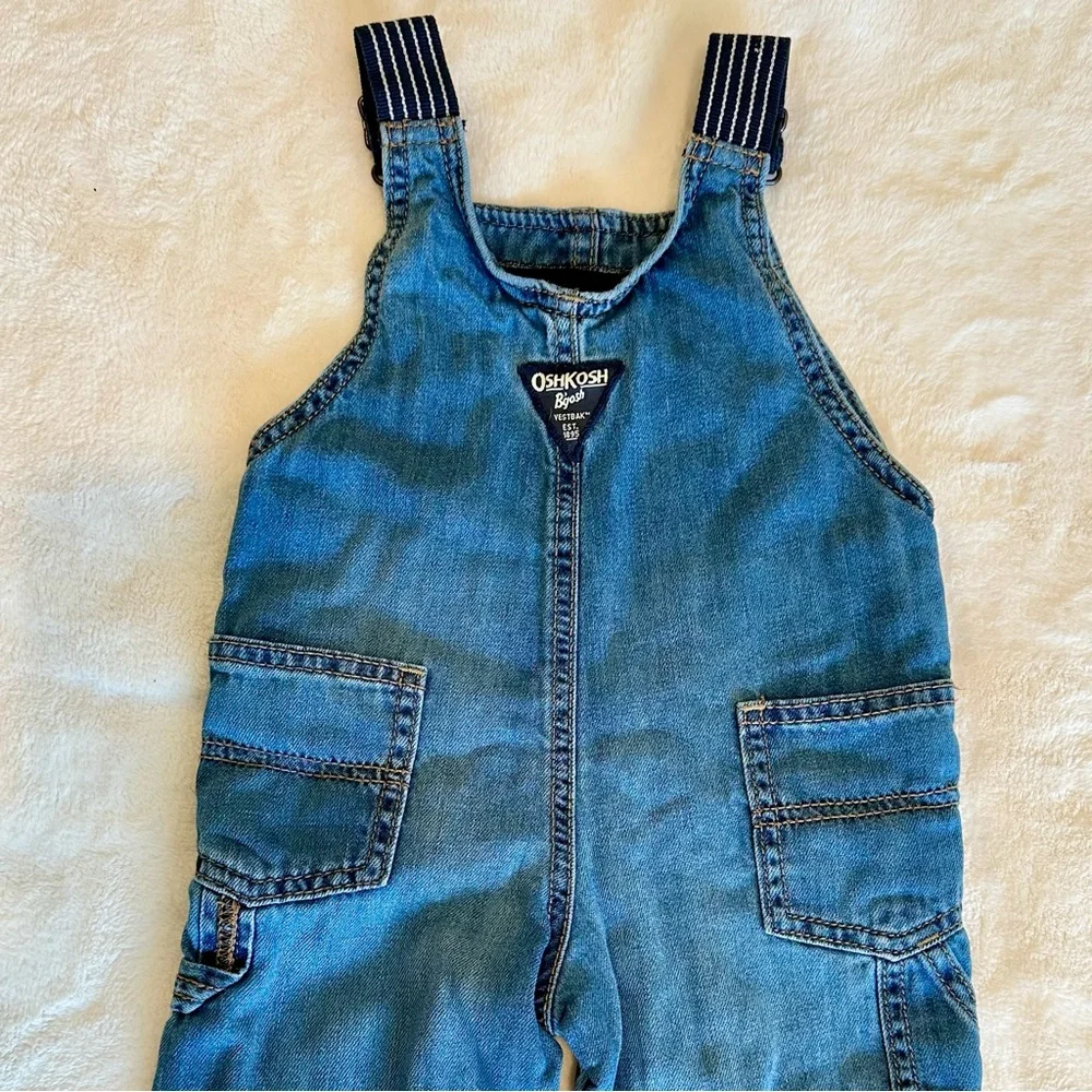 OshKosh B'gosh Distressed Blue Overalls - Size: 18 Months
